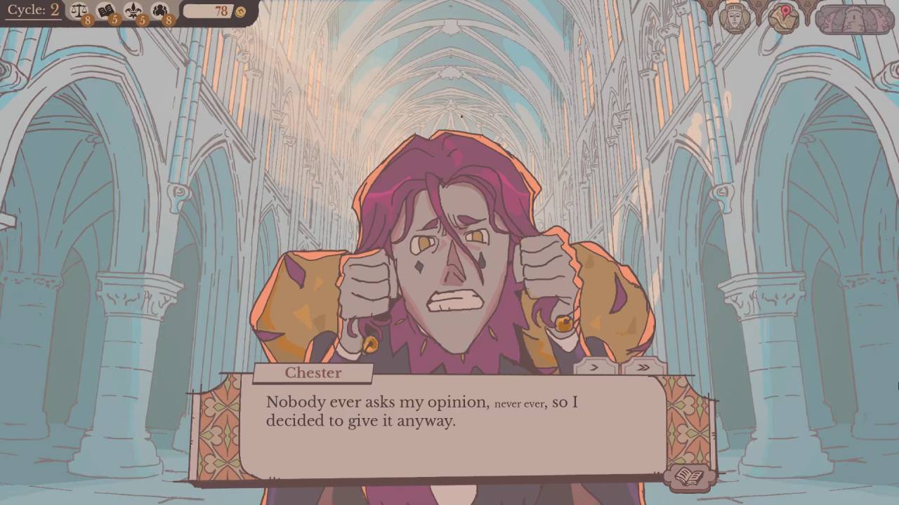 Sovereign Tower jester Chester offers opinions
