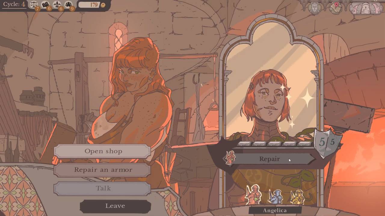 Sovereign Tower Angelica repairs her armor