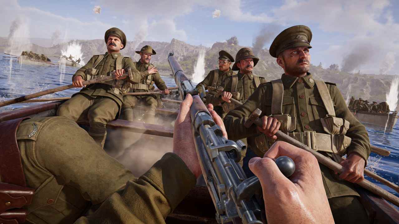 Gallipoli Soldier reloading his rifle on a boat