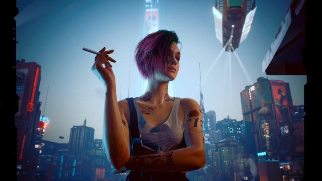 Cyberpunk 2 Protagonist holding a Cigarette