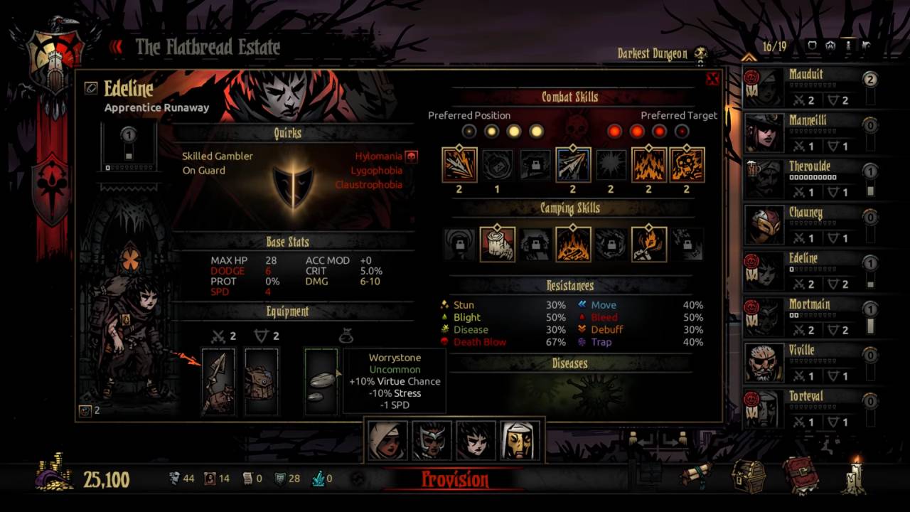 Darkest Dungeon: The Fire's Edge Edeline Stats and Skills