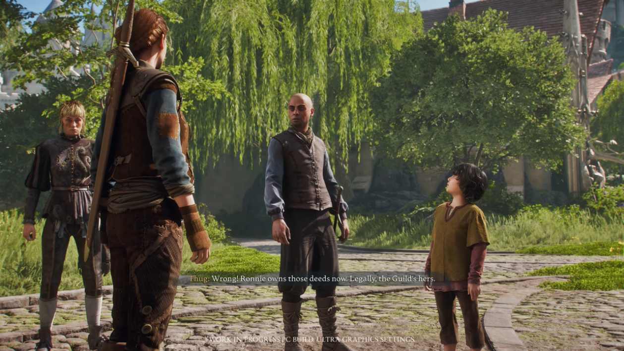 Fable female protagonist confronts townspeople during dialogue
