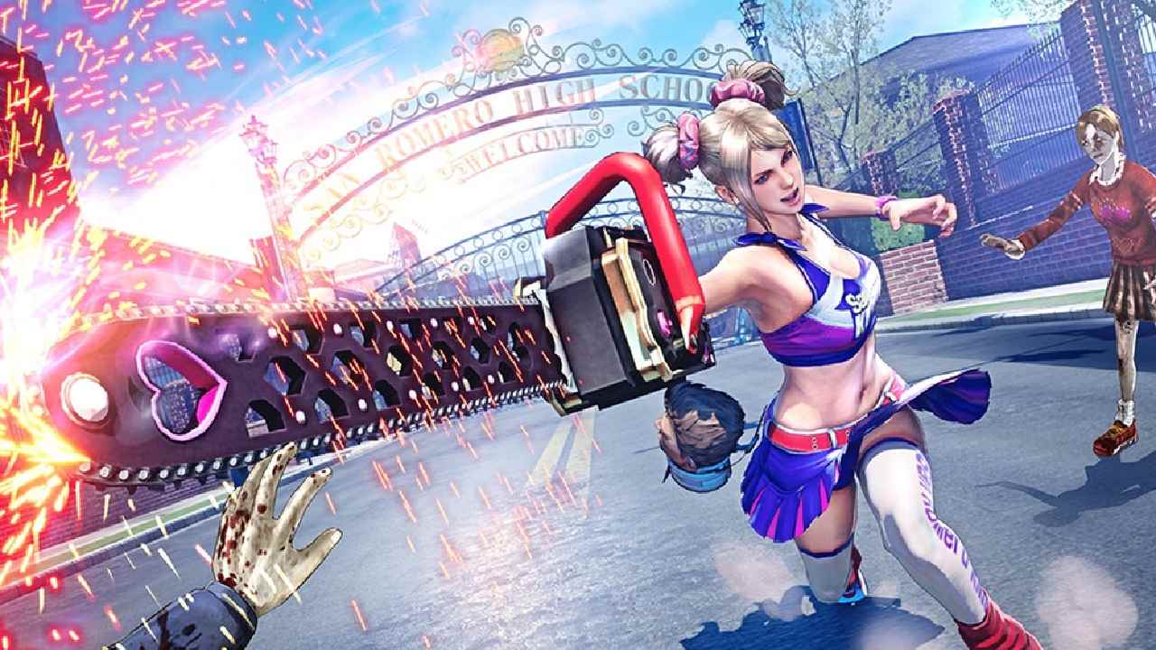 Lollipop Chainsaw 2 Juliet runs slashing zombies