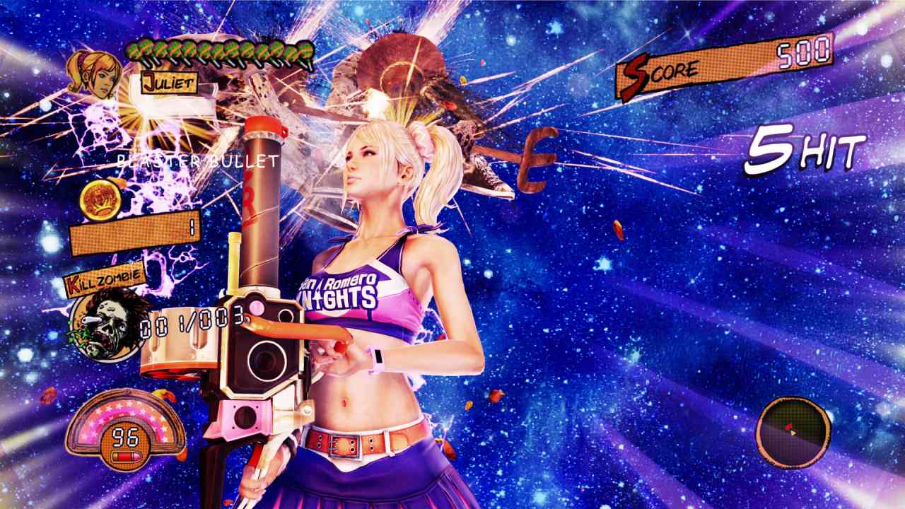Lollipop Chainsaw Juliet stands holding gun