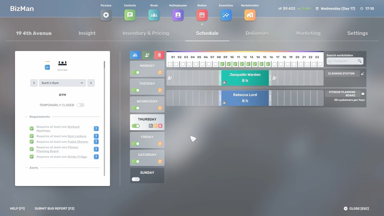 Big Ambitions character managing employee schedules