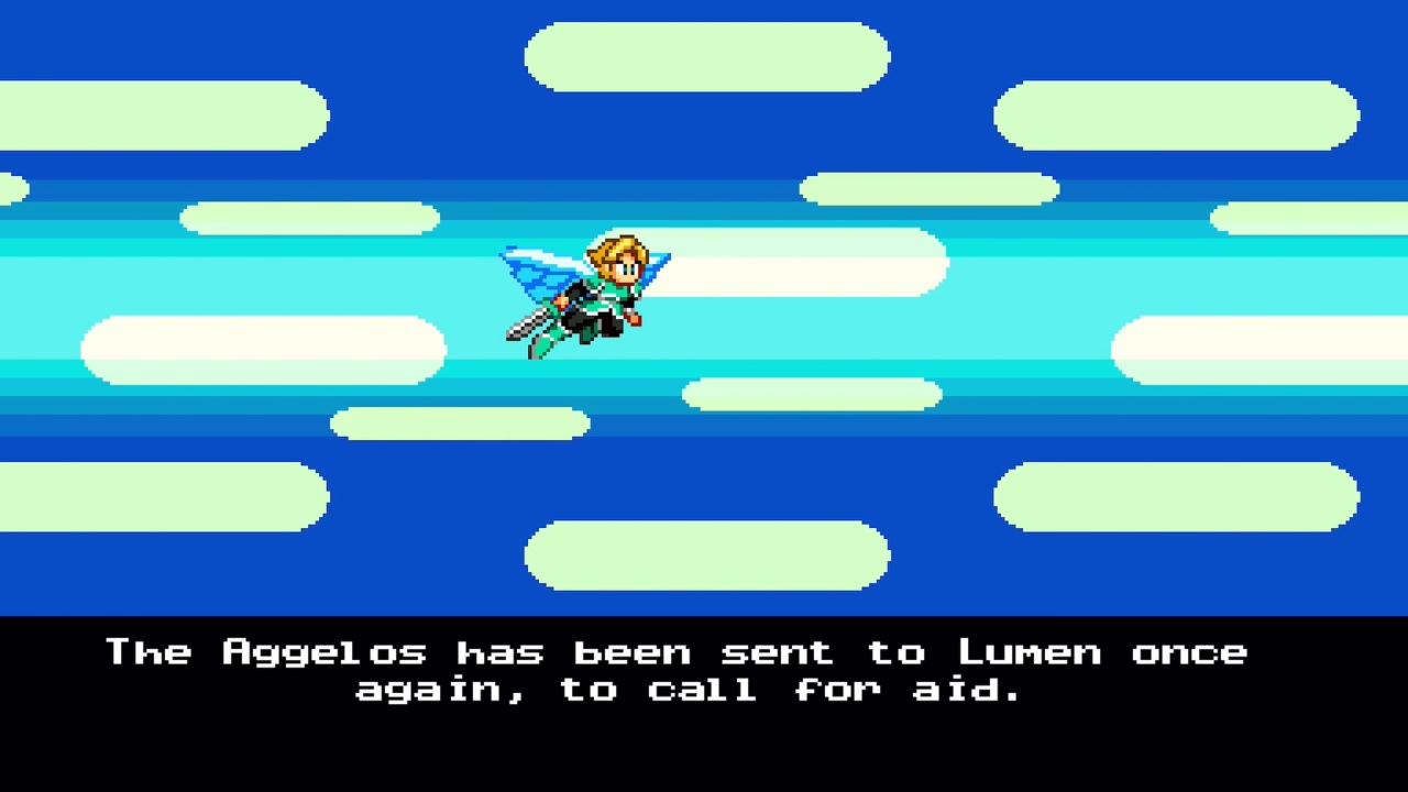 Aggelos 2 protagonist flying to Lumen calling aid