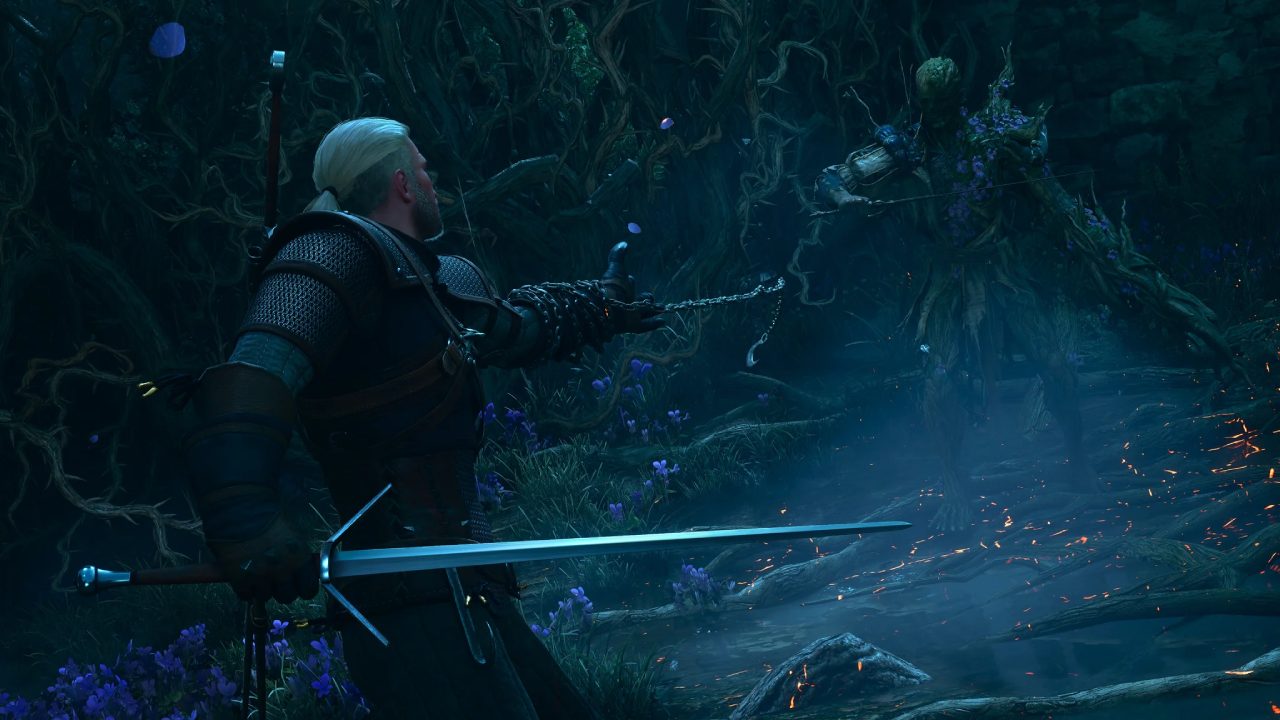 The Witcher 3 Geralt fighting a monster
