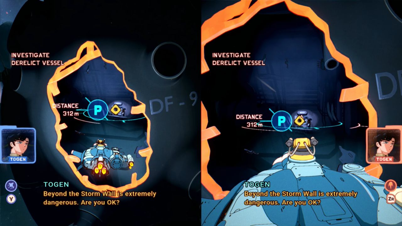 Orbitals Togen communicating during spaceship investigation