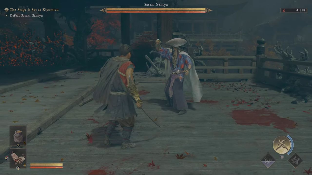 Onimusha: Way of the Sword fighting Sasaki Ganryu gameplay