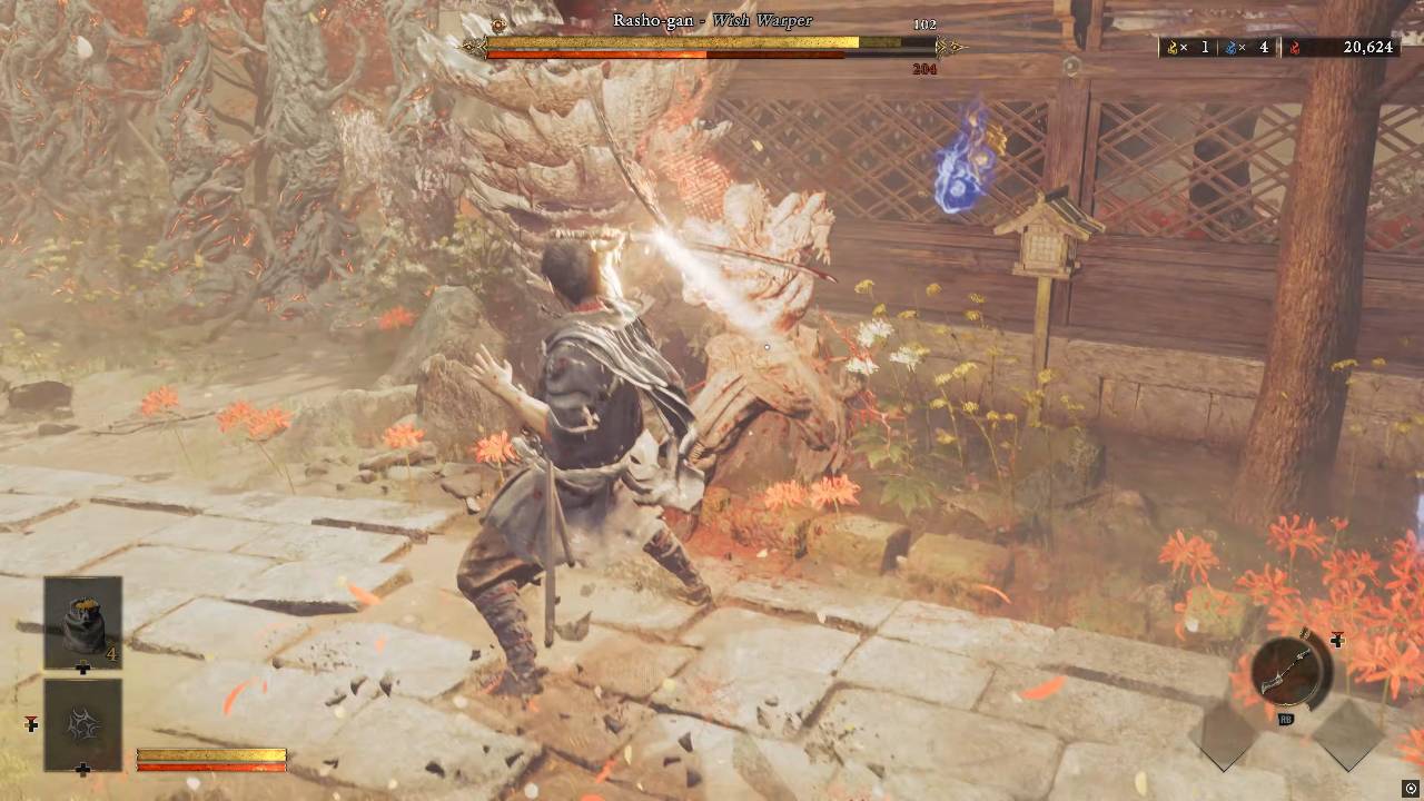Onimusha: Way of the Sword parrying Rasho-gan attacks