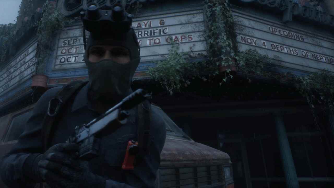 Terminal War protagonist with a mask holding a pistol
