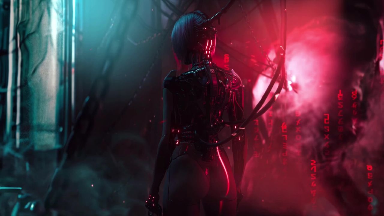Cyberpunk 2077 Songbird standing wired in