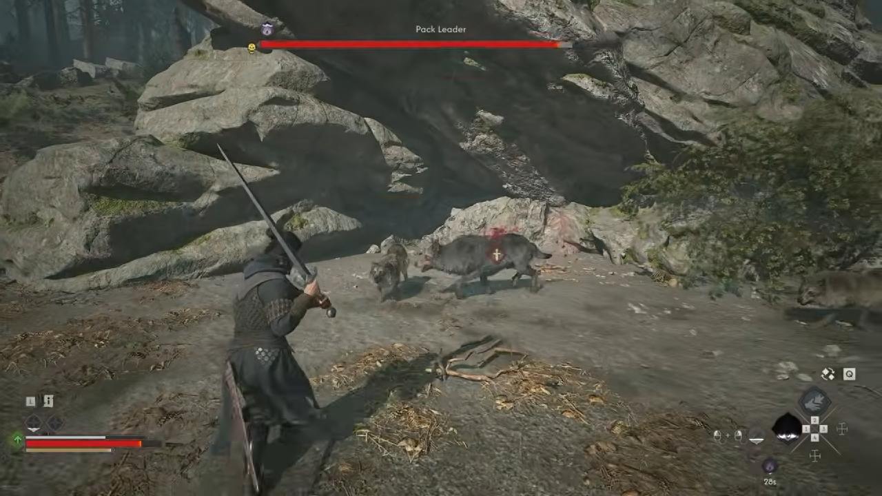 Fighting off a pack of Wolves in The Blood of Dawnwalker