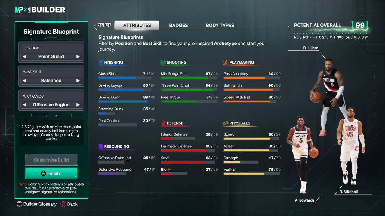 NBA 2K27 MyPlayer Builder Attributes