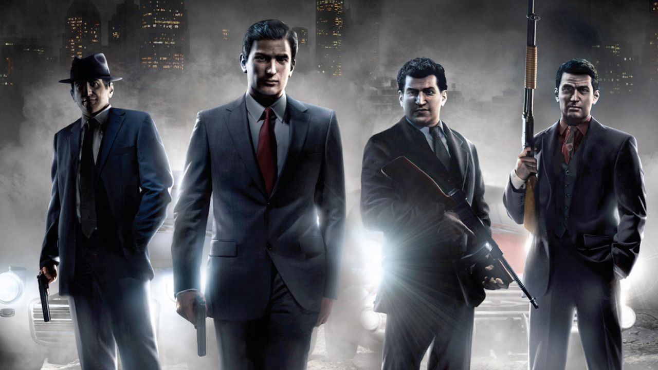 Mafia 4 Guys in suits standing holding weapons