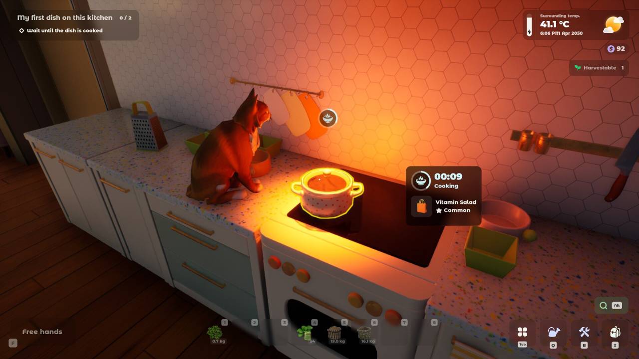 Tiny Eden character interacts with kitchen stove