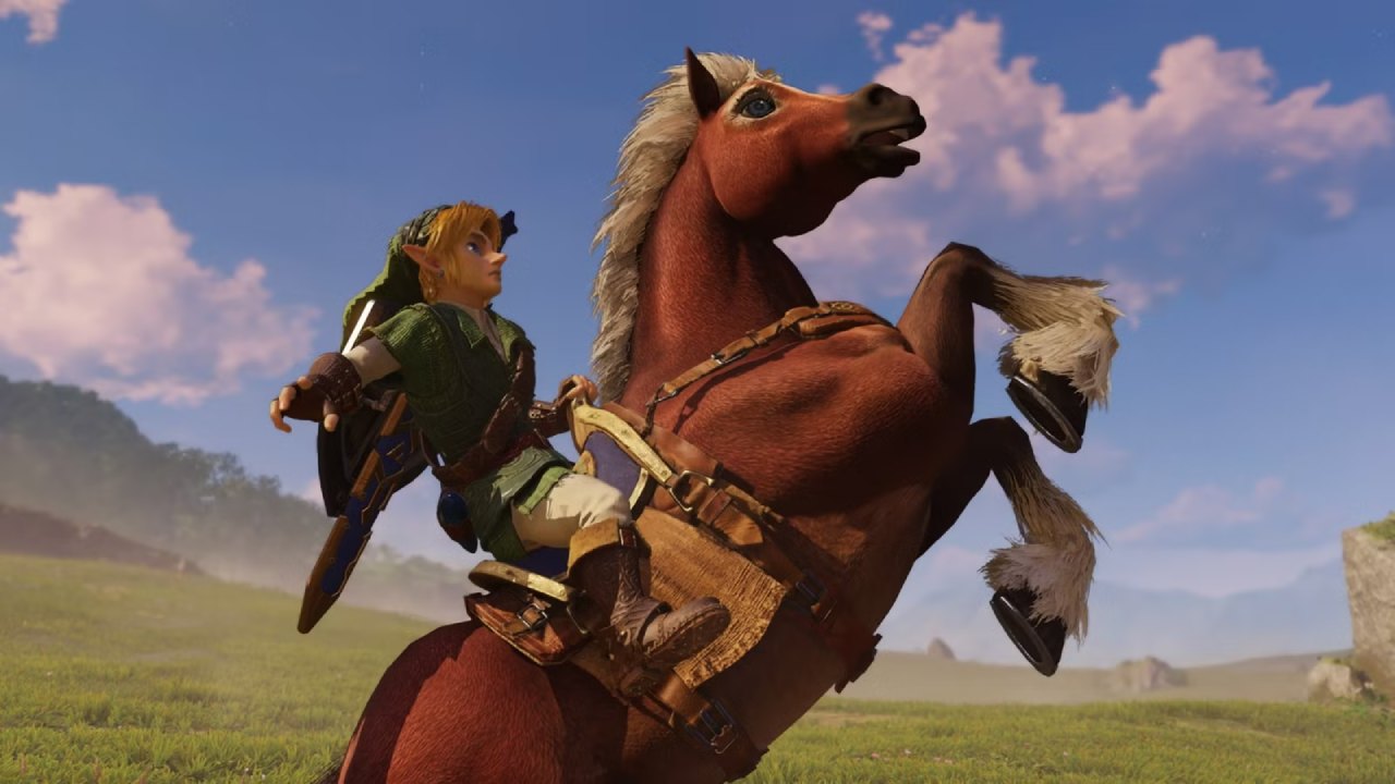 Zelda Ocarina of Time New Design Gameplay Link rears Epona