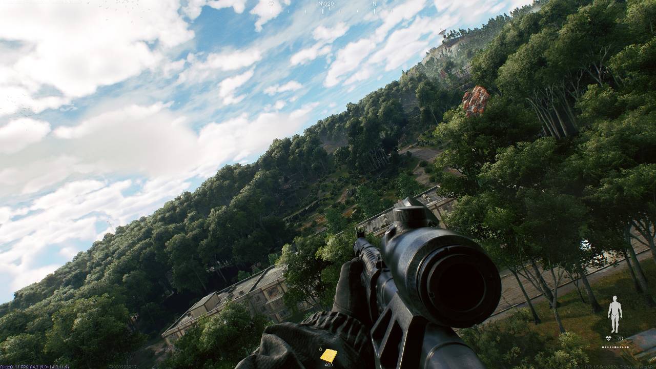 Active Matter Shooting from Helicopter