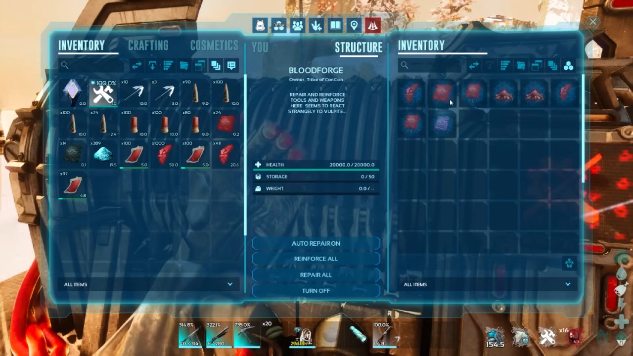 Ark Survival Ascended Guide Craft Red Element with the Bloodforge