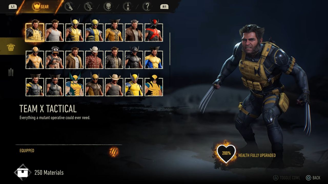 Marvels Wolverine Team X Tactical suit