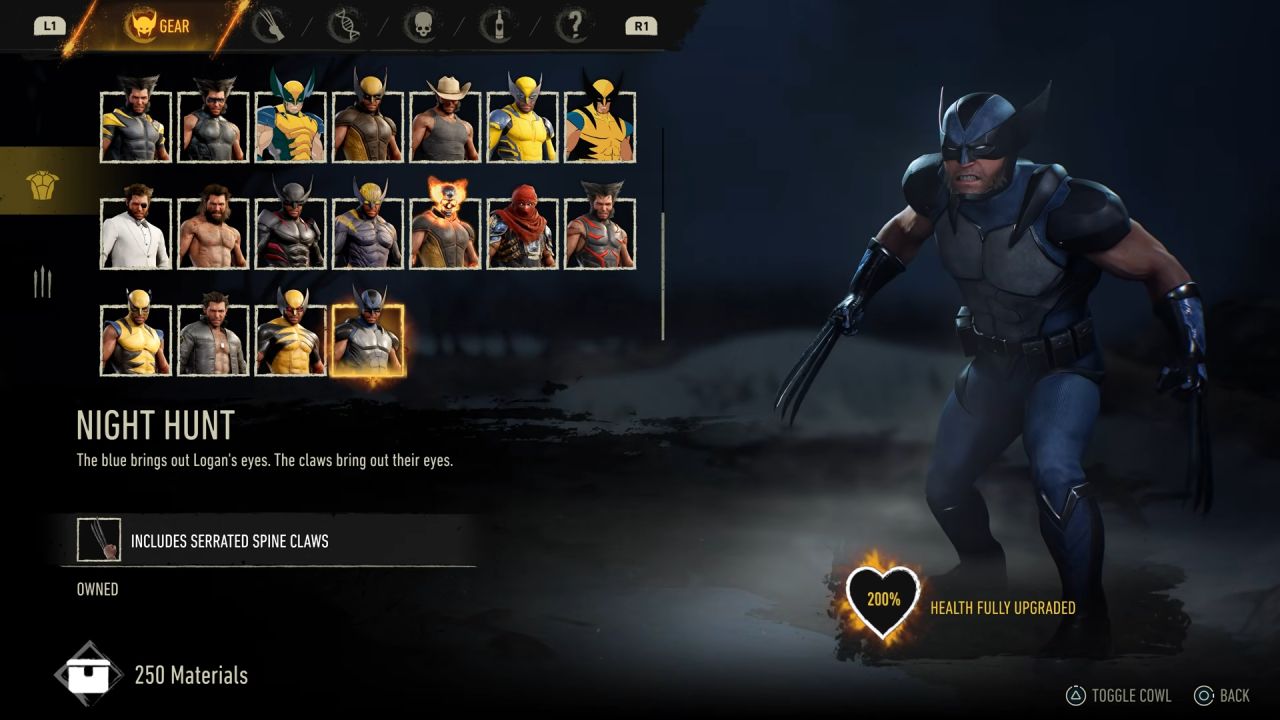 Marvels Wolverine Night Hunt suit
