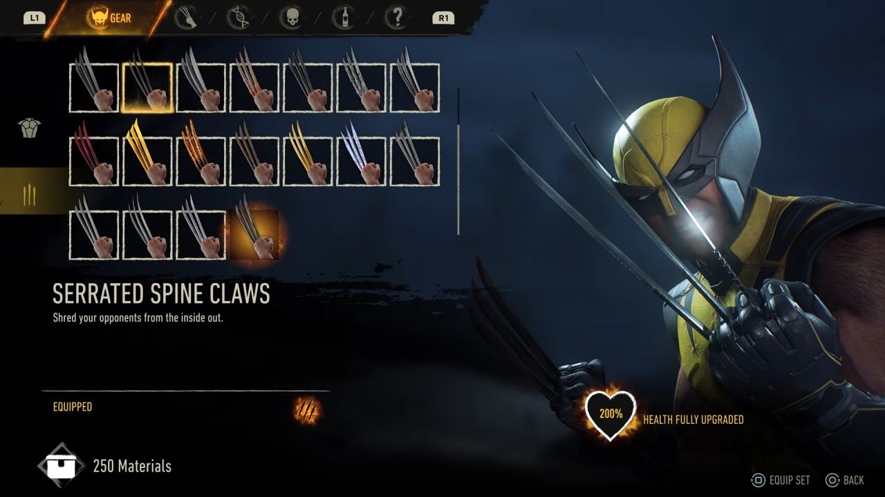 Marvels Wolverine Separated Spine Claws
