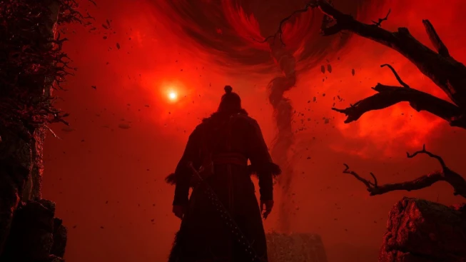 The Blood of Dawn Walker Protagonist standing infront of a storm