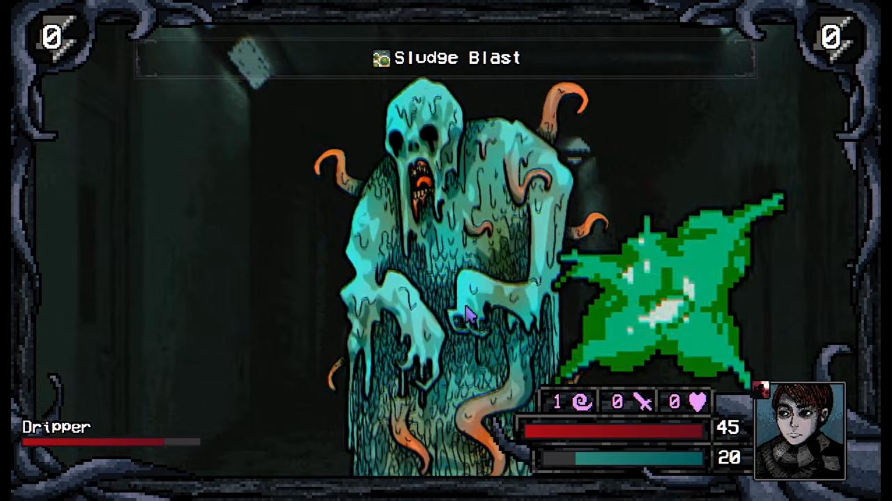Welcome to Elderfield character fighting Dripper monster