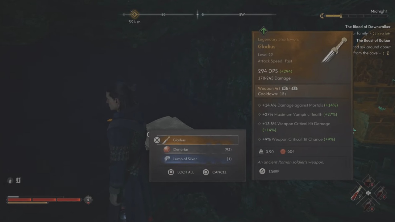 The blood of dawn walker Ancient Gladius Unique Shortsword