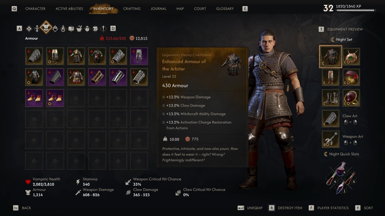 The blood of dawn walker enhanced arbiter armor