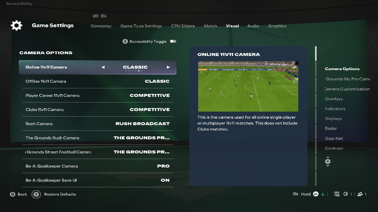 FC 27 Camera Options