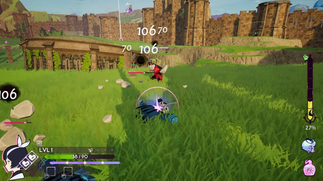Kernel Hearts Fernet attacking grassy enemies