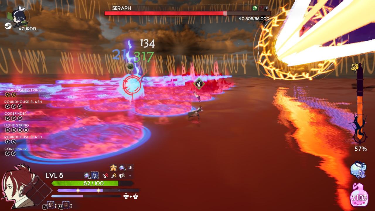 Kernel Hearts Azurdel fighting boss Seraph