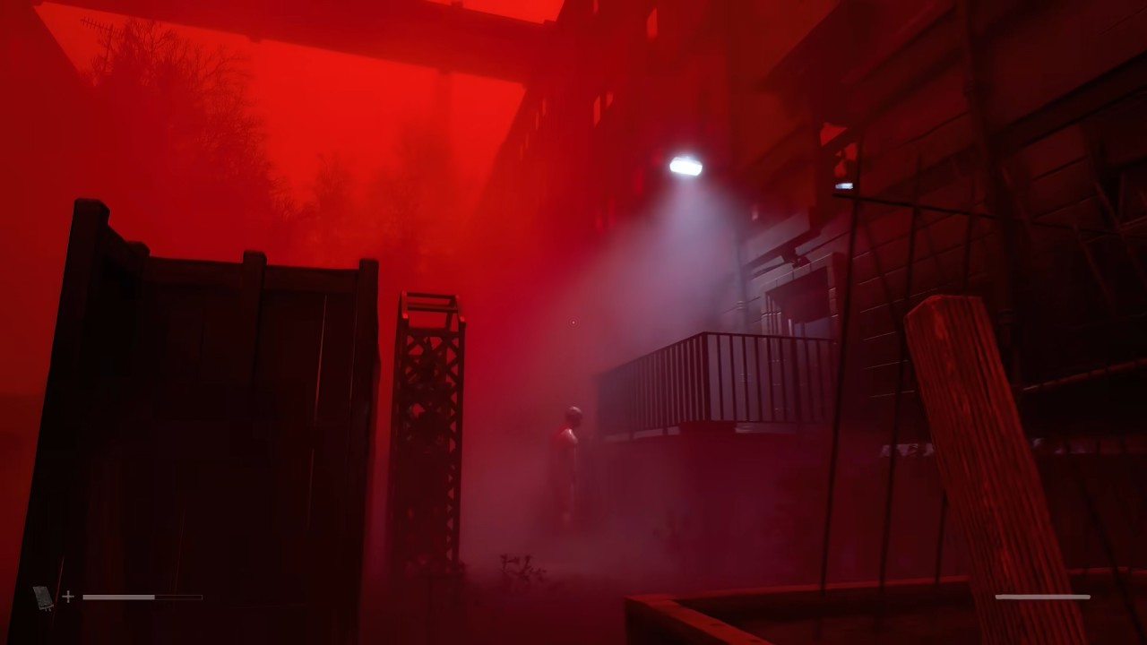 Silent Hill Townfall Simon exploring red alleyway