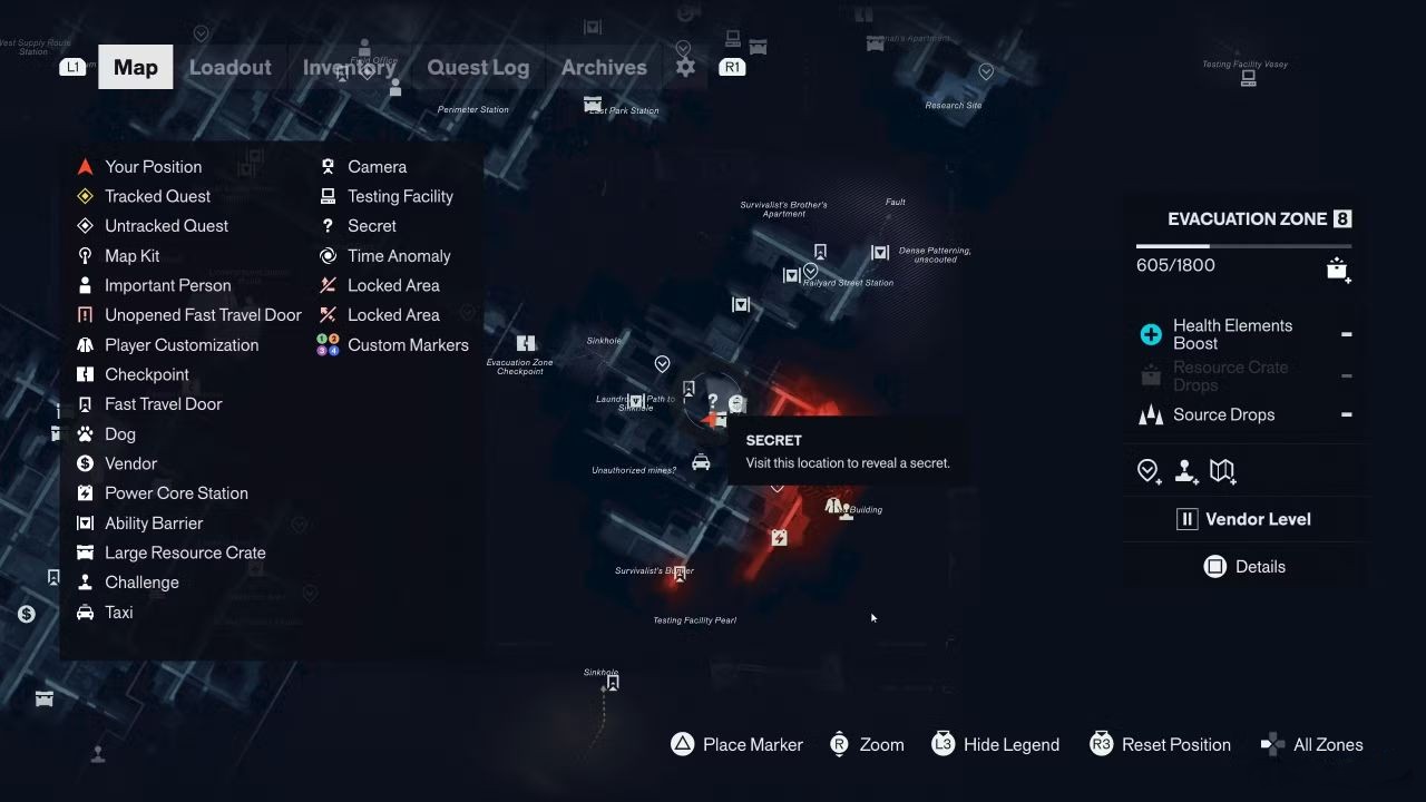CONTROL Resonant Evacuation Zone Hideout Location
