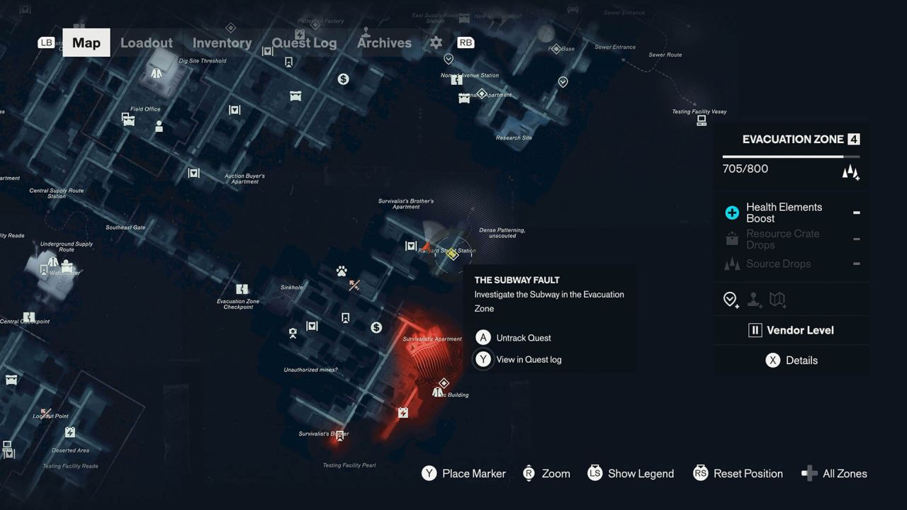 CONTROL Resonant Evacuation Zone fault location