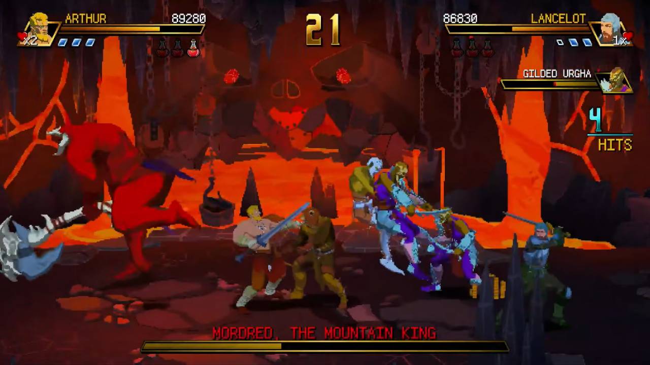 Blades & Battles Arthur and Lancelot Fighting in the Mountain of Lava