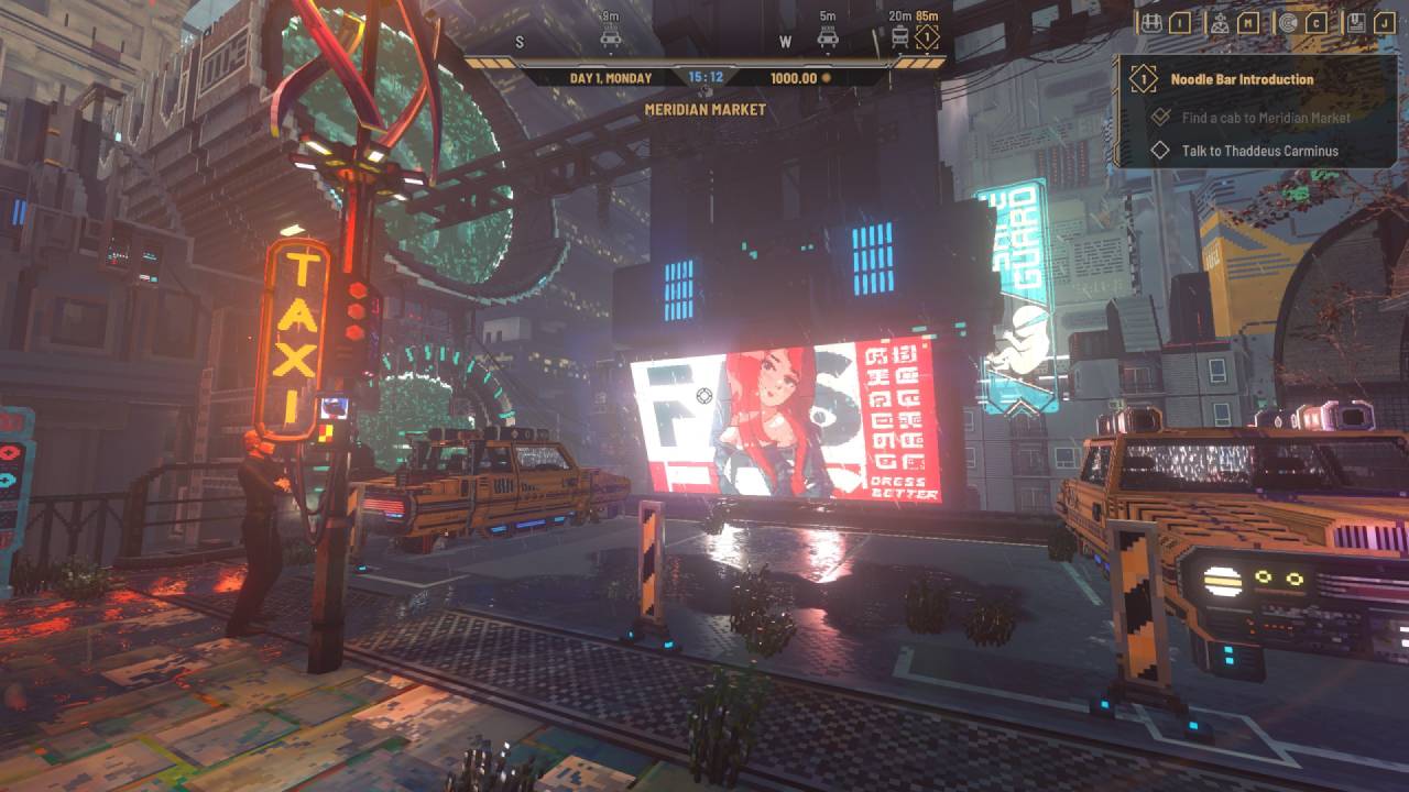 Nivalis Nights Parking lot with neon billboards
