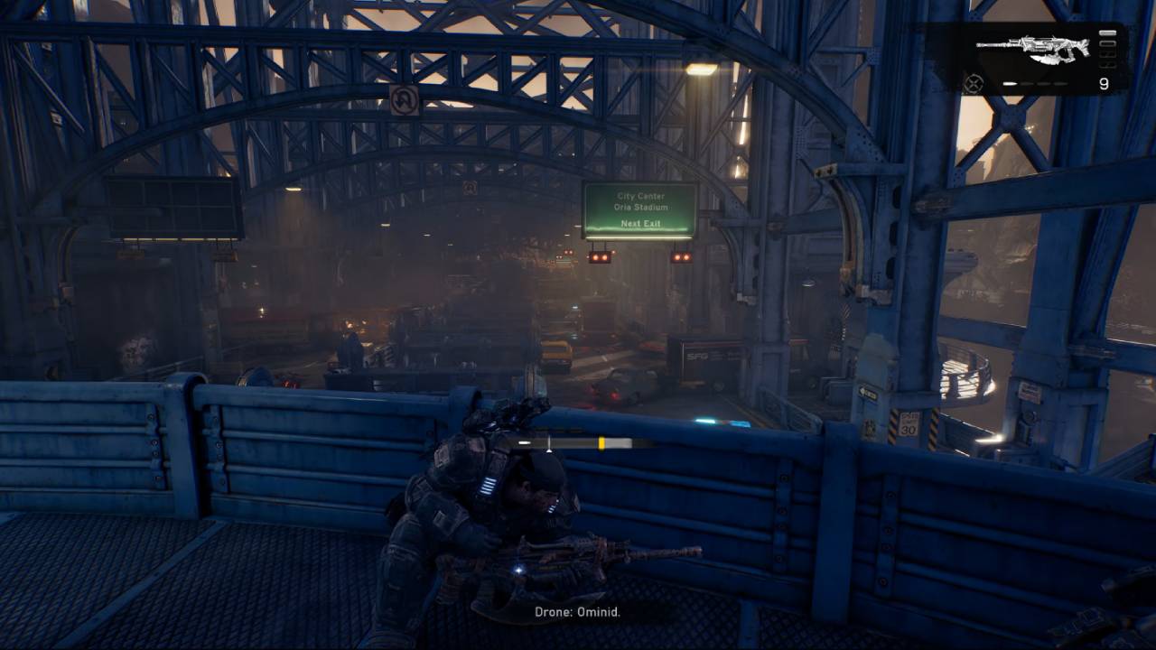 Gears of War: E-Day Marcus Reloading Weapons taking Shelter
