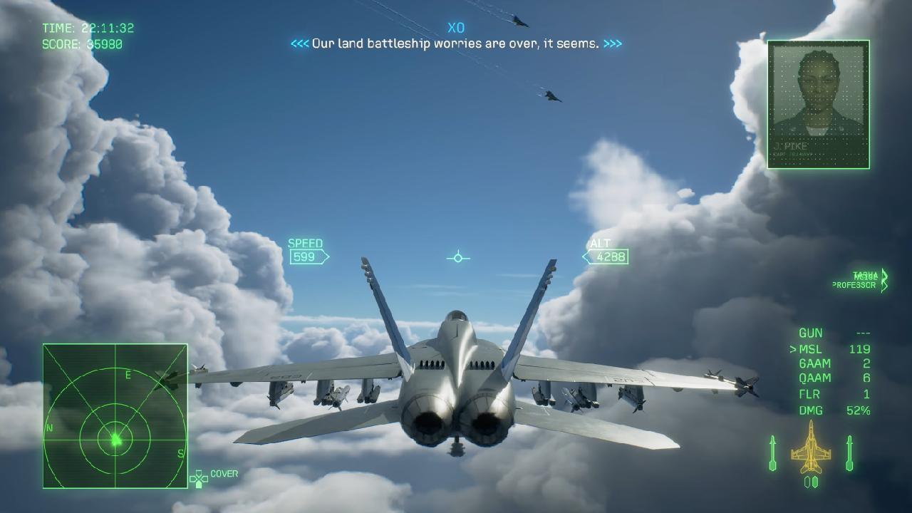 Ace Combat 8: Wings of Theve Flying a F/A-18C between clouds in the final mission