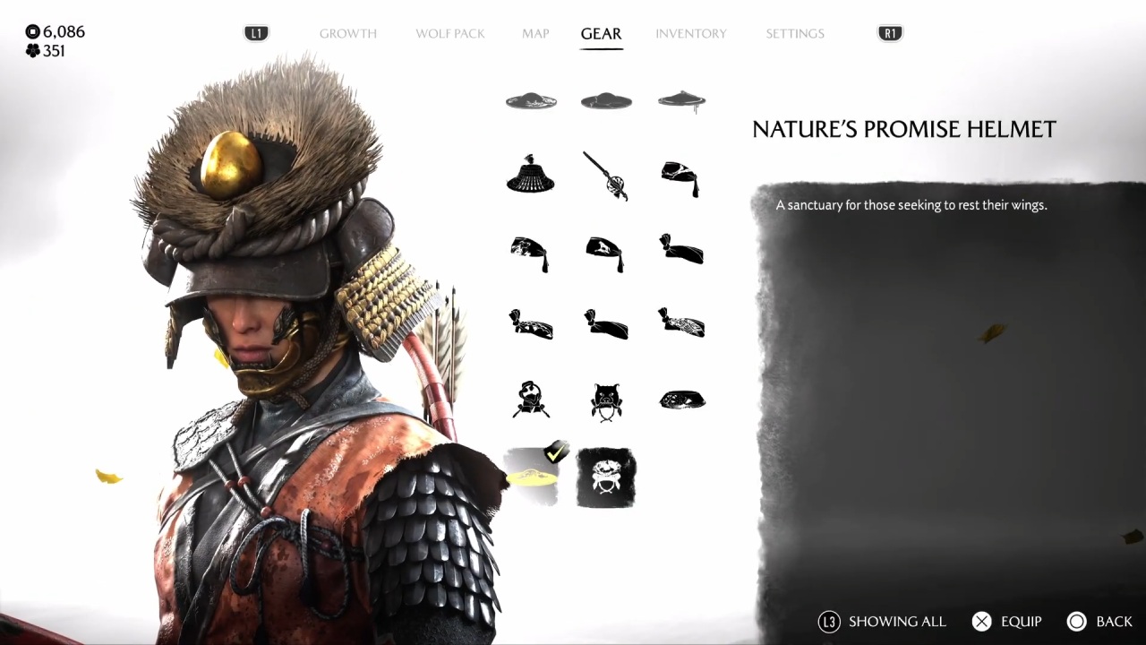ghost of yotei dlc natures promise helmet