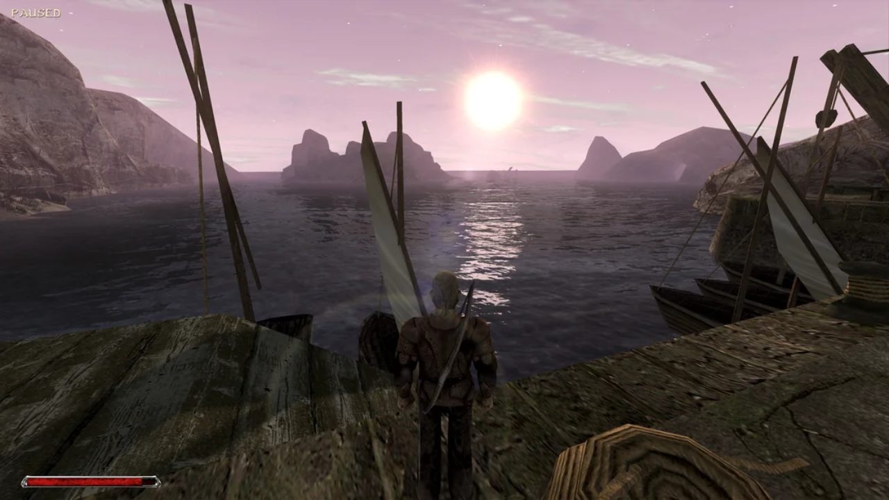 Gothic II Complete Classic Hero looks over ocean