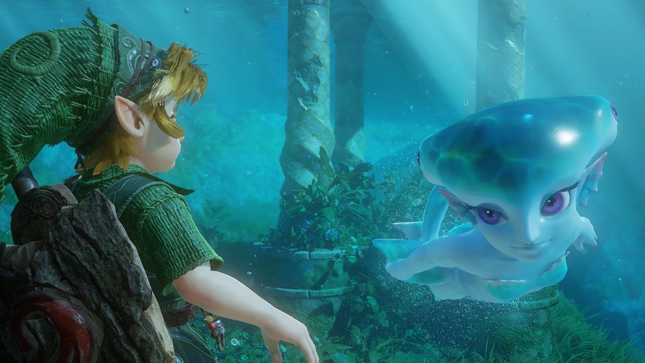 The Legend of Zelda Ocarina of Time Link looking at Princess Ruto