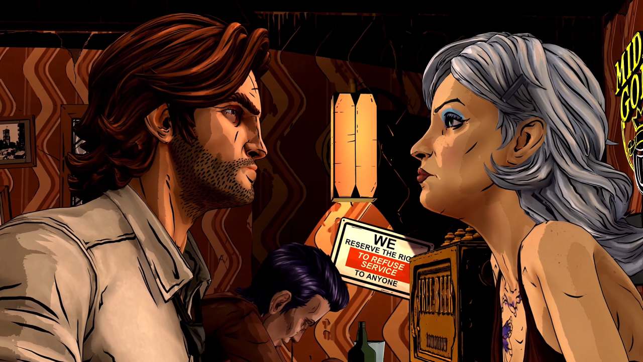 The Wolf Among Us Remastered Bigby Wolf staring down Holly