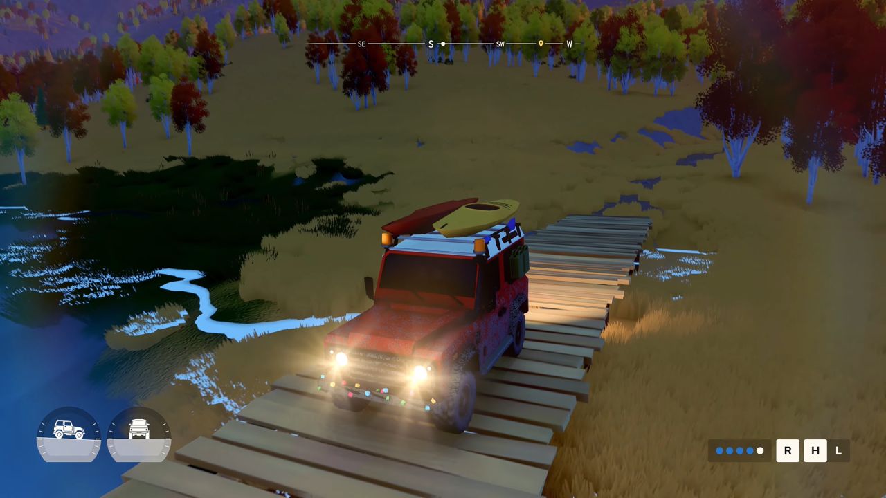 over the hill car drives across bridge