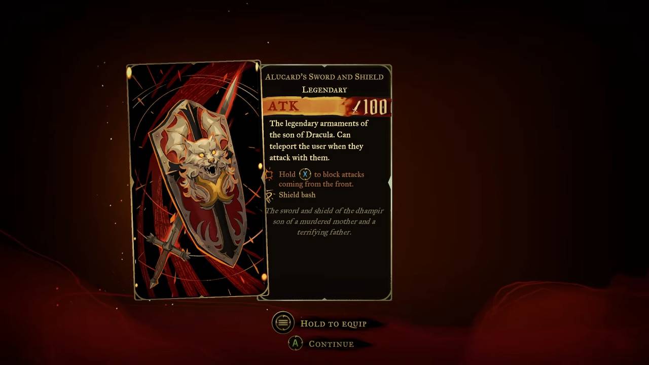 Castlevania: Belmont's Curse Claiming Alucard Sword & Shield Weapon Set