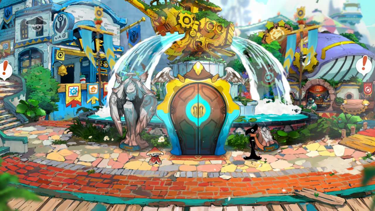 Ratatan Cobatans stand near village fountain