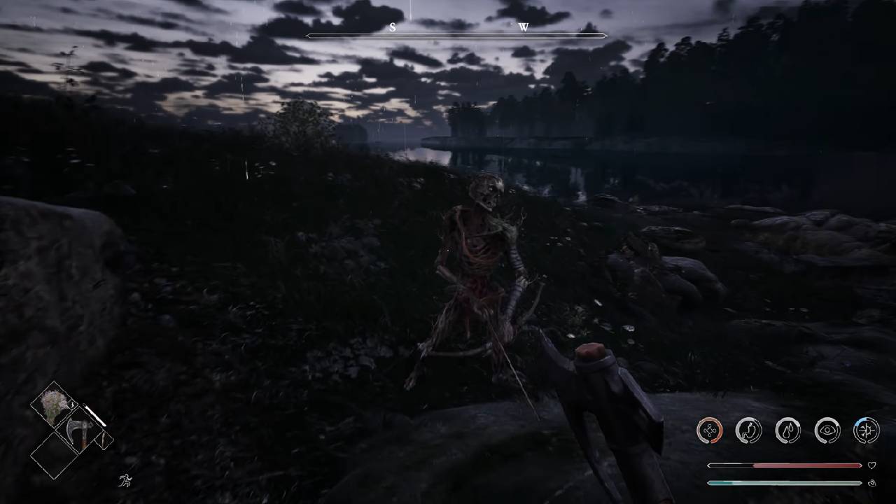 Among the Trolls First Person POV of aiming an axe