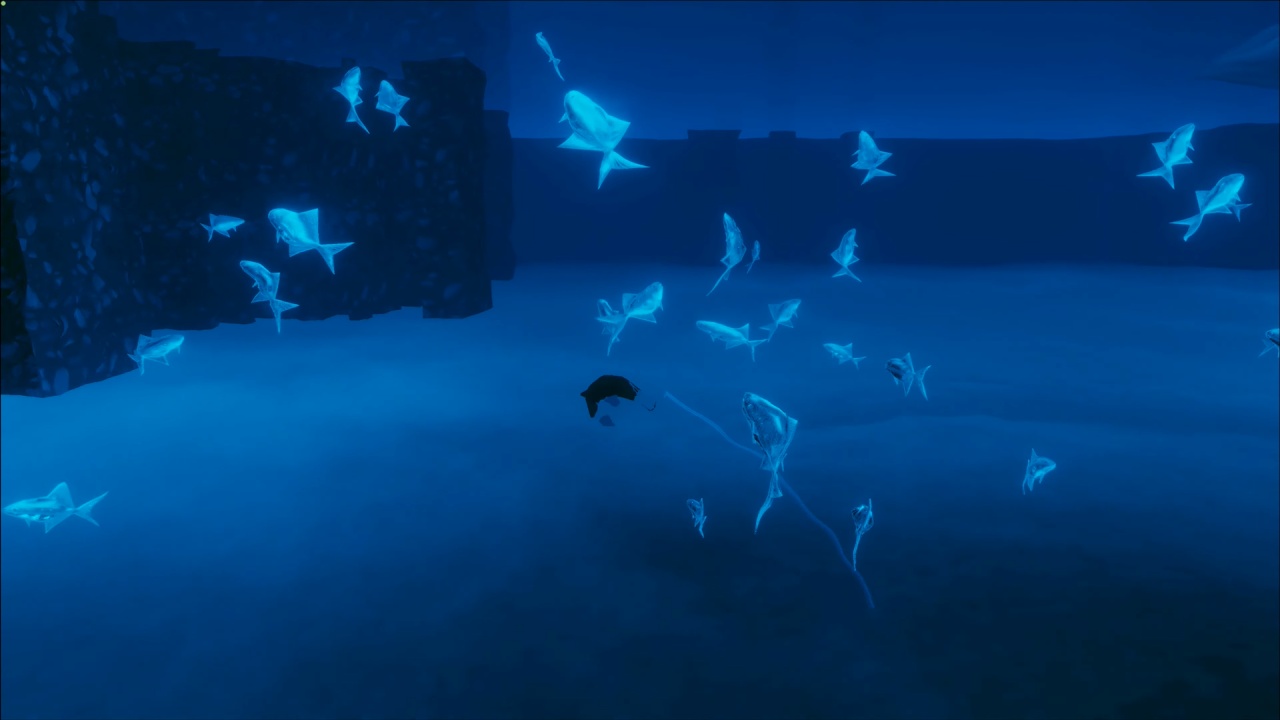 Penguin Colony penguin swims with glowing fish