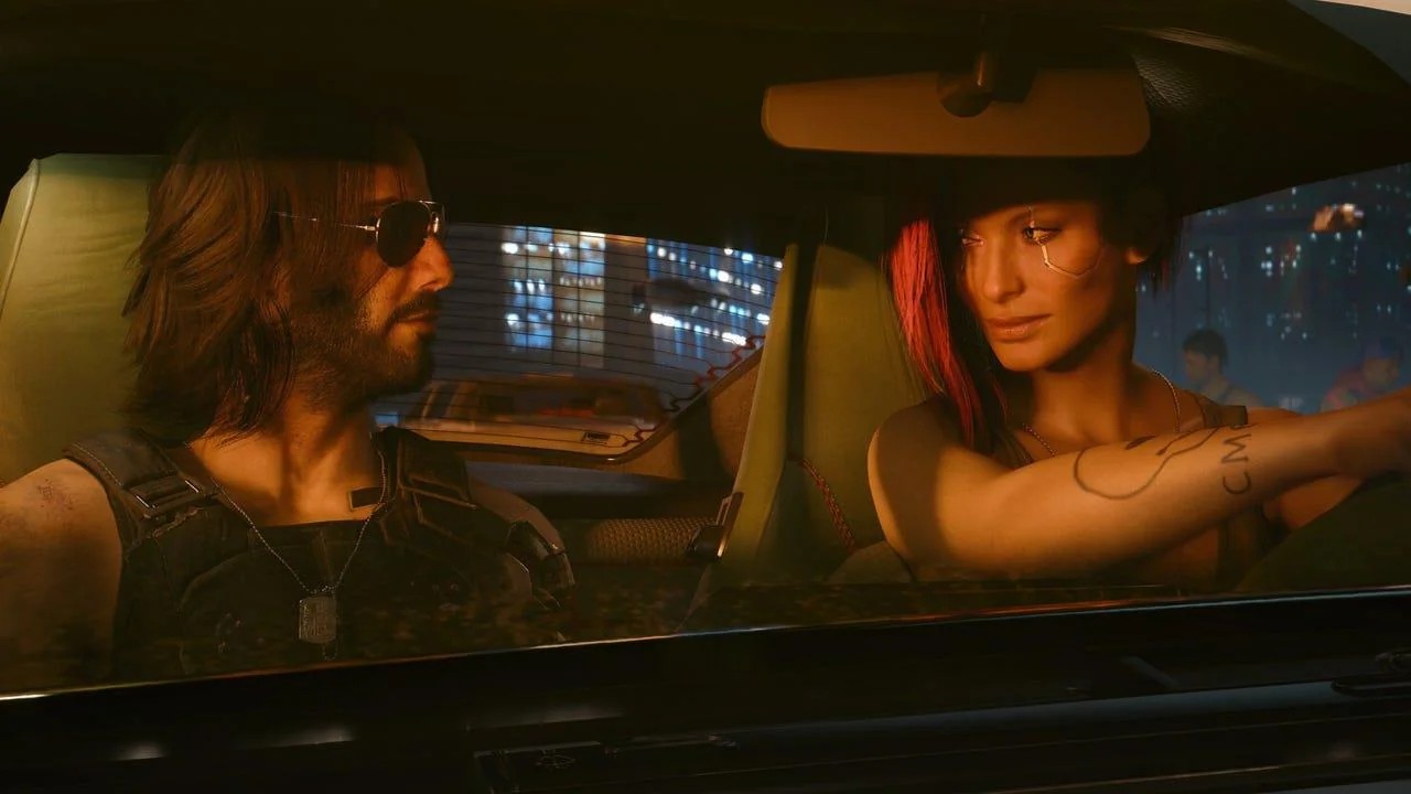 Cyberpunk 2077 Johnny and V in car